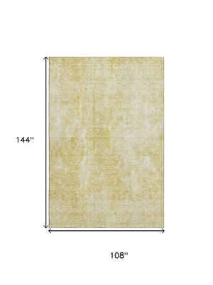 HomeRoots 9' X 12' Gold And Ivory Abstract Washable Area Rug – UV Protected, Stain-Resistant, Durable Design! 654795