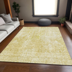 HomeRoots 10' X 14' Gold And Ivory Abstract Washable Area Rug - Durable, Stain Resistant, UV Protected Elegance 654796