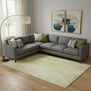 HomeRoots 10' X 14' Gold And Ivory Abstract Washable Area Rug - Durable, Stain Resistant, UV Protected Elegance 654796