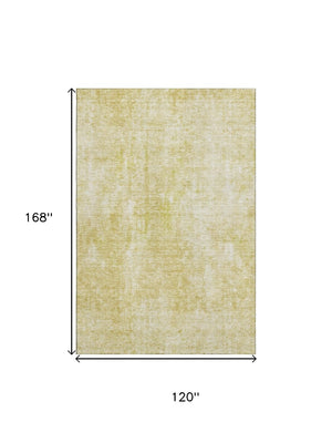 HomeRoots 10' X 14' Gold And Ivory Abstract Washable Area Rug - Durable, Stain Resistant, UV Protected Elegance 654796