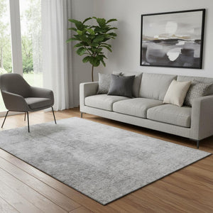 HomeRoots 5' Gray and Ivory Abstract Washable Area Rug – UV Protected, Stain-Resistant for Modern Spaces 654798