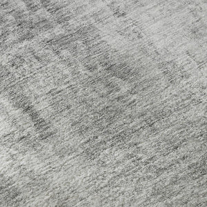HomeRoots 8' Gray and Ivory Abstract Washable Round Rug – Durable, Stain Resistant, UV Protected for Modern Spaces 654799