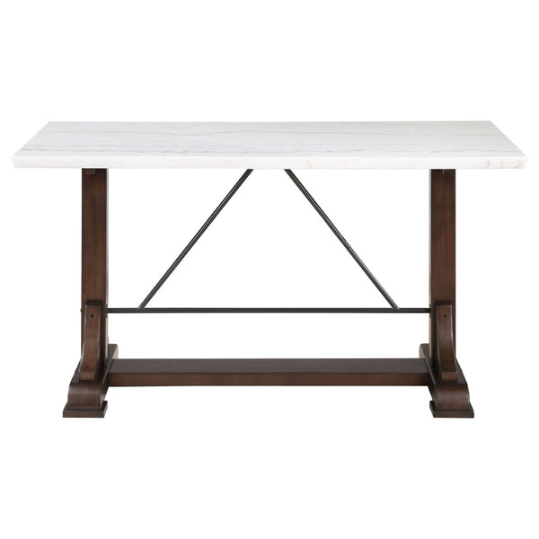 English Elm Tremont Genuine Marble Top Trestle Counter Height Dining Table Seats Six B062S01392
