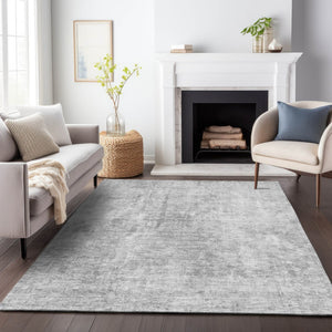 HomeRoots 10' Abstract Gray and Ivory Washable Area Rug with UV Protection for High-Traffic Homes & Kids 654802