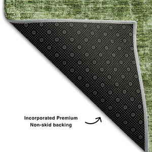 HomeRoots 9' X 12' Olive Green Abstract Washable Area Rug - Durable, UV-Protected, Modern Design for Every Space 654807