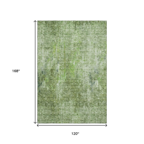 HomeRoots 10' Modern Olive Green & Ivory Abstract Washable Area Rug - UV Protected, Stain Resistant & Durable! 654808