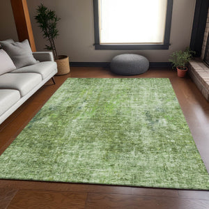 HomeRoots 10' Modern Olive Green & Ivory Abstract Washable Area Rug - UV Protected, Stain Resistant & Durable! 654808