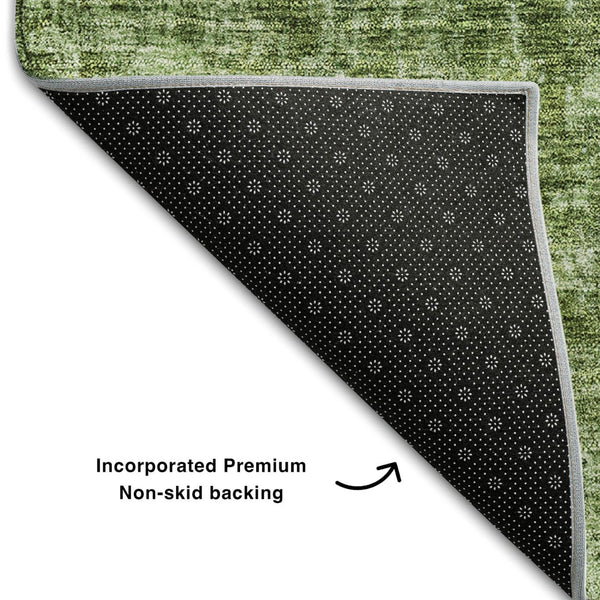 HomeRoots 10' Modern Olive Green & Ivory Abstract Washable Area Rug - UV Protected, Stain Resistant & Durable! 654808