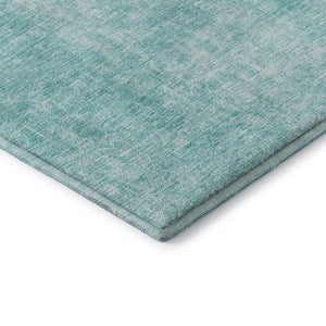 HomeRoots 8' Teal and Ivory Abstract Round Rug - Washable, UV-Protected, Perfect for High-Traffic Homes 654811