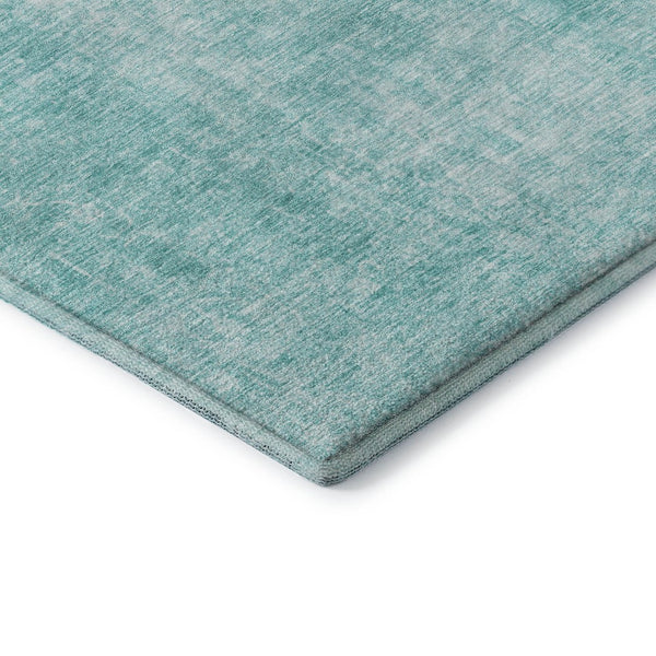 HomeRoots 8' Teal and Ivory Abstract Round Rug - Washable, UV-Protected, Perfect for High-Traffic Homes 654811