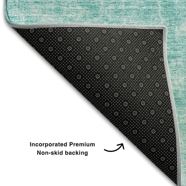 HomeRoots 9' X 12' Teal and Ivory Abstract Area Rug – Washable, Durable, UV-Protected for Busy Homes & Style 654813