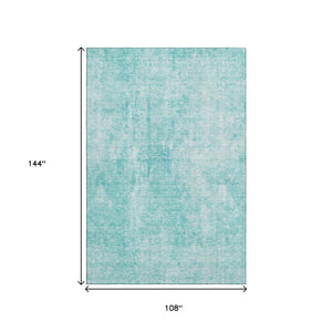 HomeRoots 9' X 12' Teal and Ivory Abstract Area Rug – Washable, Durable, UV-Protected for Busy Homes & Style 654813