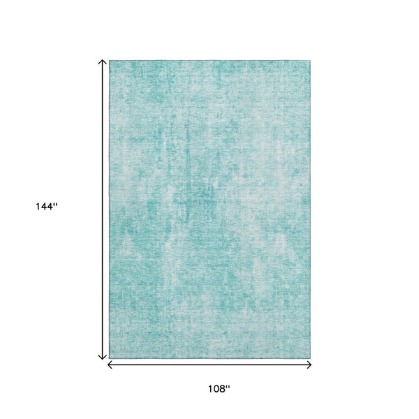 HomeRoots 9' X 12' Teal and Ivory Abstract Area Rug – Washable, Durable, UV-Protected for Busy Homes & Style 654813