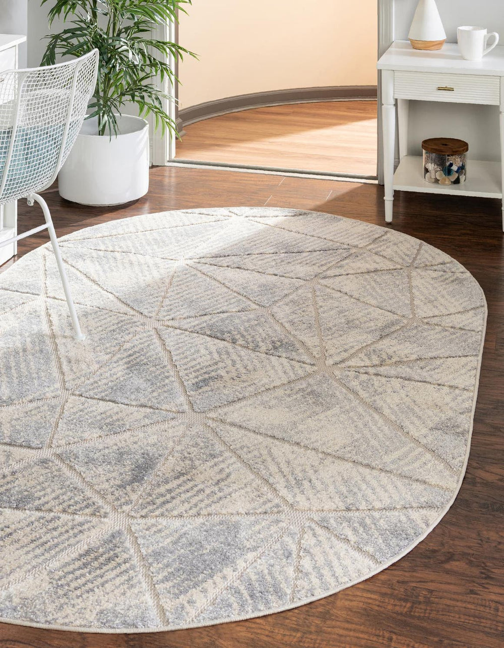 Unique Loom Arlo AJ Machine Made Geometric Rug Sandy Beige, Gray/Ivory 5' 3" x 8' 0"