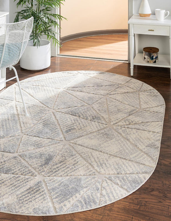 Unique Loom Arlo AJ Machine Made Geometric Rug Sandy Beige, Gray/Ivory 7' 10" x 10' 0"
