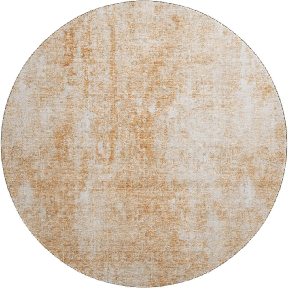 HomeRoots 8' Stylish Terra Cotta & Ivory Abstract Round Rug - Washable, UV Protected, Perfect for Homes! 654817