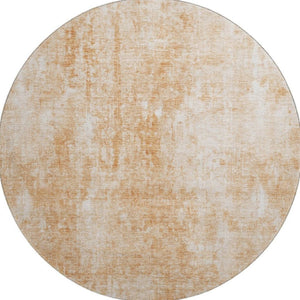 HomeRoots 8' Stylish Terra Cotta & Ivory Abstract Round Rug - Washable, UV Protected, Perfect for Homes! 654817