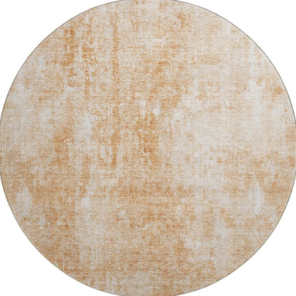 HomeRoots 8' Stylish Terra Cotta & Ivory Abstract Round Rug - Washable, UV Protected, Perfect for Homes! 654817