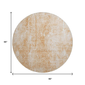 HomeRoots 8' Stylish Terra Cotta & Ivory Abstract Round Rug - Washable, UV Protected, Perfect for Homes! 654817