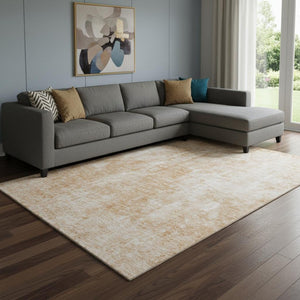 HomeRoots 8' X 10' Terra Cotta & Ivory Abstract Area Rug - Washable, UV Protected, Stain Resistant & Soft Feel 654818