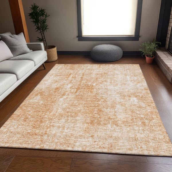 HomeRoots 10' Terra Cotta & Ivory Abstract Washable Area Rug - UV Protected, Durable & Stylish for Homes 654820
