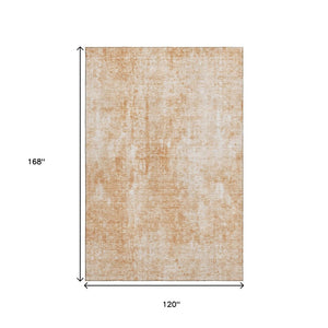 HomeRoots 10' Terra Cotta & Ivory Abstract Washable Area Rug - UV Protected, Durable & Stylish for Homes 654820