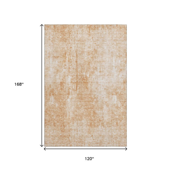 HomeRoots 10' Terra Cotta & Ivory Abstract Washable Area Rug - UV Protected, Durable & Stylish for Homes 654820