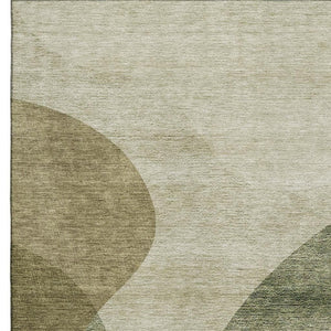 HomeRoots 8' X 10' Washable Beige & Olive Green Geometric Area Rug with UV Protection for Busy Homes & Outdoors 654824