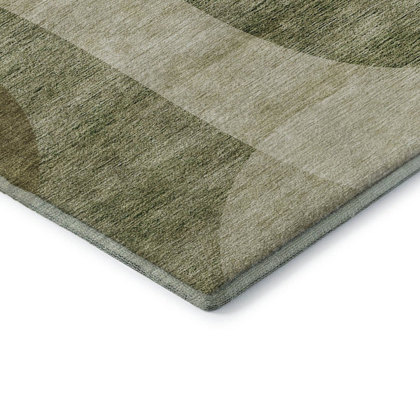 HomeRoots 9' x 12' Beige & Olive Green Geometric Washable Area Rug - UV Protected, Stain Resistant & Durable! 654825