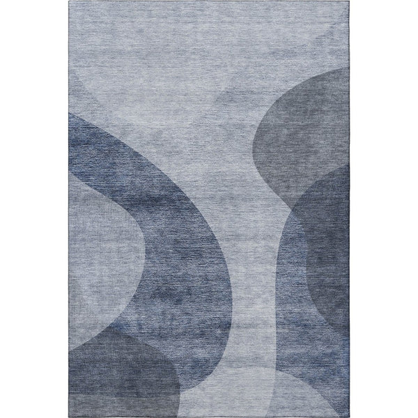 HomeRoots 5' X 8' Blue and Ivory Geometric Area Rug - Washable, UV Protected, Perfect for Living Spaces & Patios 654828