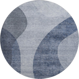 HomeRoots 8' Blue And Ivory Geometric Round Rug - Washable, UV Protected, Durable & Stylish for Any Room! 654829
