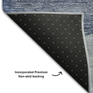HomeRoots 8' X 10' Stylish Blue & Ivory Geometric Area Rug - Washable, UV Protected, Perfect for High-Traffic Homes! 654830