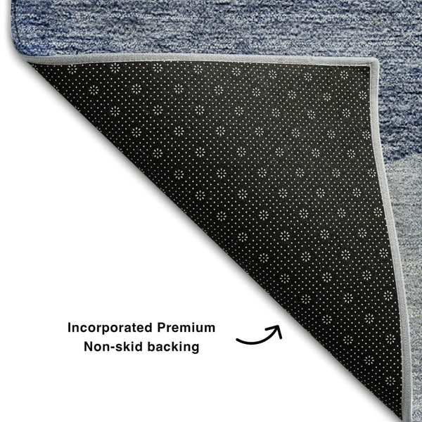 HomeRoots 8' X 10' Stylish Blue & Ivory Geometric Area Rug - Washable, UV Protected, Perfect for High-Traffic Homes! 654830