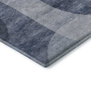 HomeRoots 8' X 10' Stylish Blue & Ivory Geometric Area Rug - Washable, UV Protected, Perfect for High-Traffic Homes! 654830
