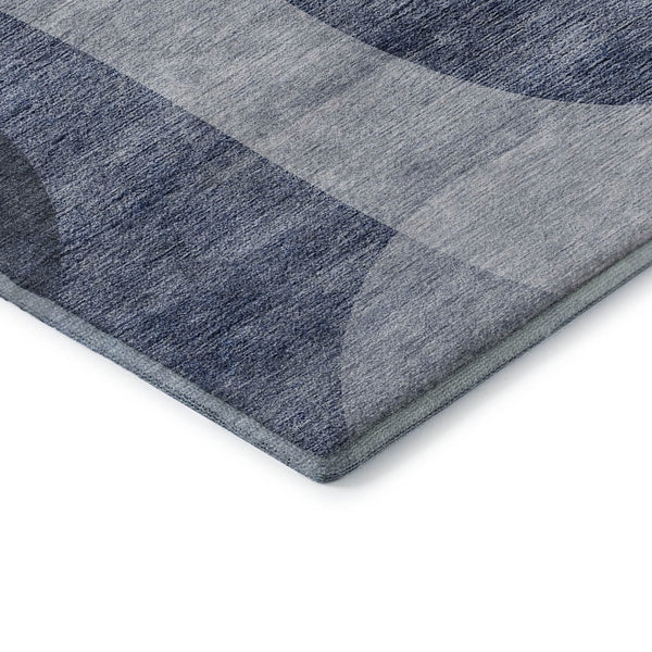 HomeRoots 8' X 10' Stylish Blue & Ivory Geometric Area Rug - Washable, UV Protected, Perfect for High-Traffic Homes! 654830