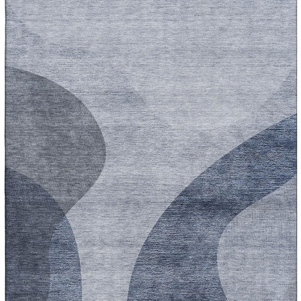 HomeRoots 9' X 12' Blue and Ivory Geometric Area Rug - Stylish, Washable, UV Resistant for High-Traffic Spaces 654831
