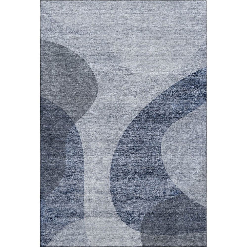 HomeRoots 10' X 14' Blue And Ivory Geometric Area Rug – Durable, Washable, UV Protected for Modern Spaces 654832
