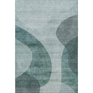 HomeRoots 5' X 8' Washable Green and Gray Geometric Area Rug with UV Protection for High-Traffic Spaces 654834