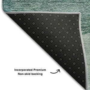 HomeRoots 8' Green and Gray Geometric Round Washable Rug - UV Protected, Stain-Resistant, Durable Design! 654835
