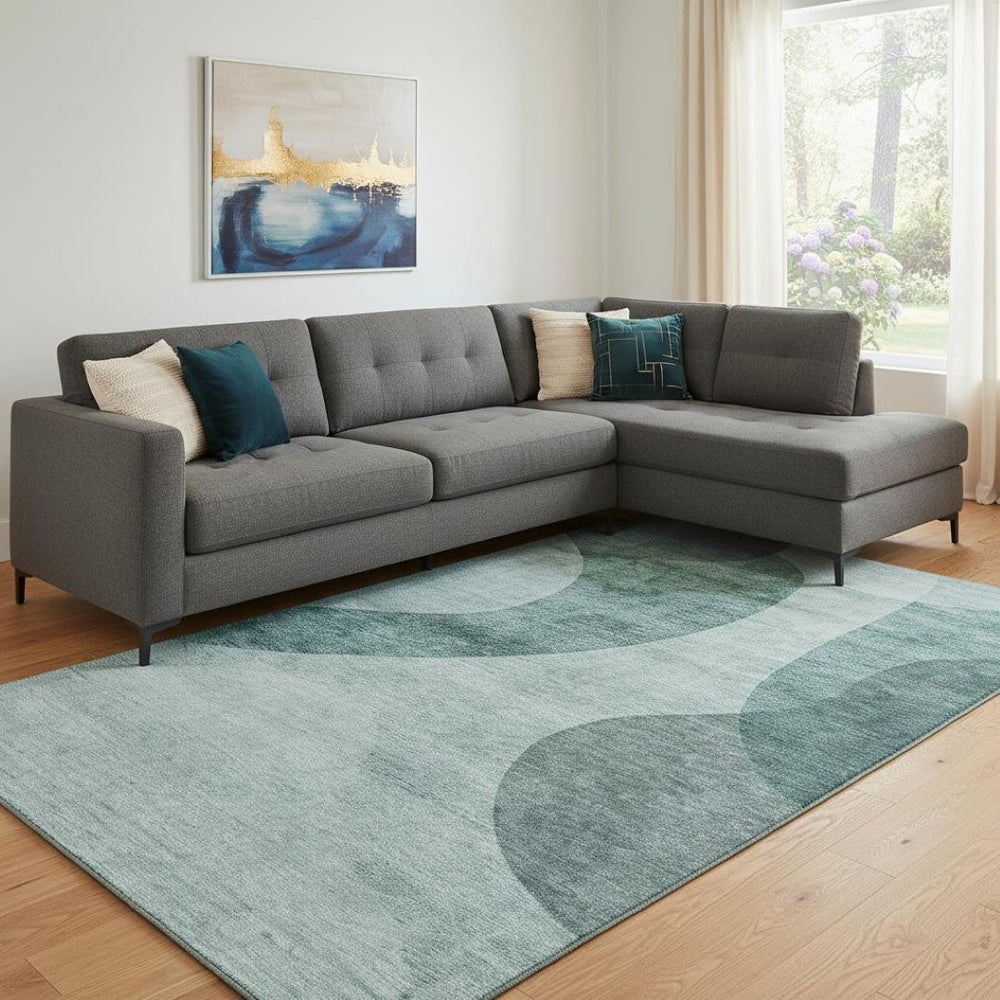 HomeRoots 8' X 10' Stylish Green and Gray Geometric Washable Area Rug with UV Protection - Perfect for Homes! 654836