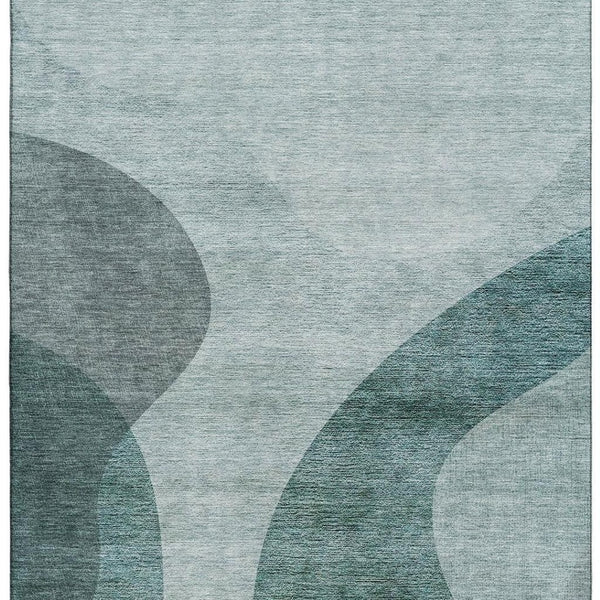 HomeRoots 9' X 12' Geometric Green and Gray Washable Area Rug with UV Protection - Stylish & Durable Design 654837