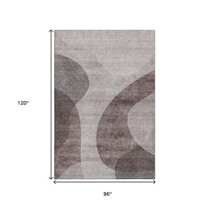 HomeRoots 8' X 10' Coffee & Taupe Geometric Washable Area Rug with UV Protection for Stylish, Durable Living 654842