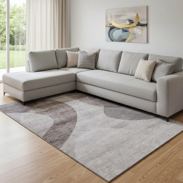 HomeRoots 8' X 10' Coffee & Taupe Geometric Washable Area Rug with UV Protection for Stylish, Durable Living 654842