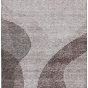 HomeRoots 8' X 10' Coffee & Taupe Geometric Washable Area Rug with UV Protection for Stylish, Durable Living 654842