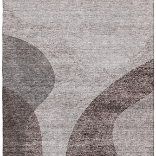 HomeRoots 8' X 10' Coffee & Taupe Geometric Washable Area Rug with UV Protection for Stylish, Durable Living 654842