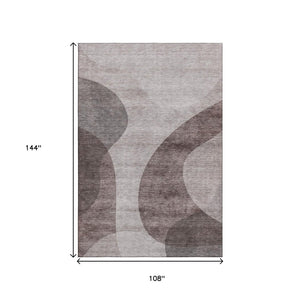HomeRoots 9' X 12' Coffee & Taupe Geometric Area Rug – Washable, UV-Protected, Durable for High-Traffic Spaces 654843