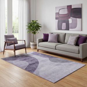 HomeRoots 5' X 8' Stylish Purple and Ivory Geometric Area Rug - Washable, Durable, UV-Protected for Homes 654846