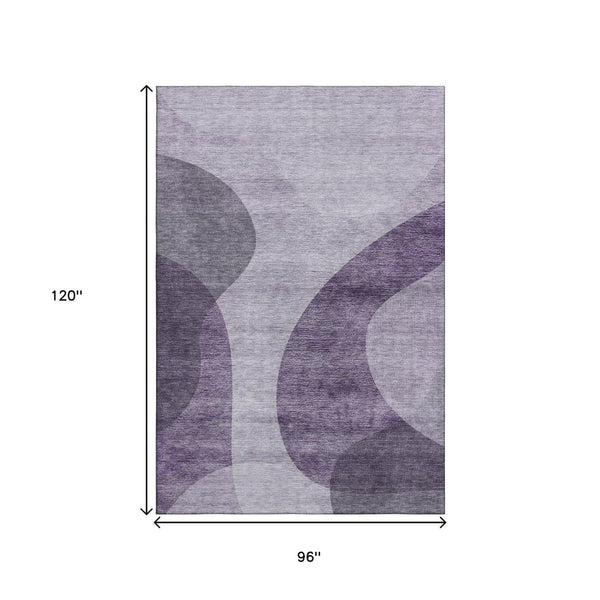 HomeRoots 8' X 10' Purple & Ivory Geometric Washable Area Rug - Durable, UV-Protected for High Traffic Spaces 654848