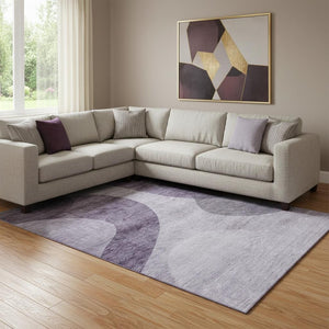 HomeRoots 8' X 10' Purple & Ivory Geometric Washable Area Rug - Durable, UV-Protected for High Traffic Spaces 654848