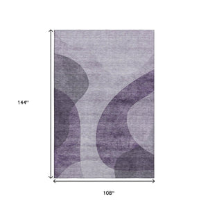 HomeRoots 9' X 12' Purple and Ivory Geometric Area Rug - Washable, Stain Resistant, UV Protected for Homes 654849